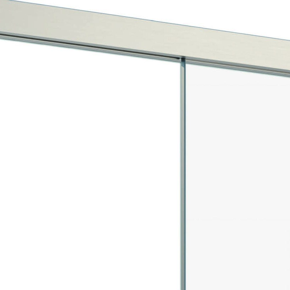 Simplon Schiebetürkomplettset vor der Wand mit Glastürblatt Klarglas (935 mm x 2058 mm) 4 wb simplon 1500x1000px glas klarglas detail laufschiene